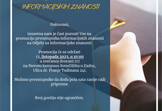 Poziv na svečanu promociju prvostupnika informacijskih znanosti