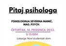 Pitaj psihologa (Studentsko savjetovalište) - 14.12.2023.