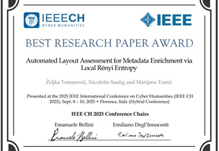 Nagrada za najbolji znanstveni rad - IEEE  CH (cyber-humanities) 2025